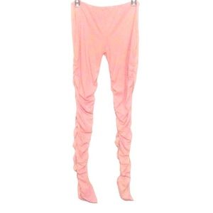 🌞 Plush Pink fitted ruched leggings asymmetrical hem line S